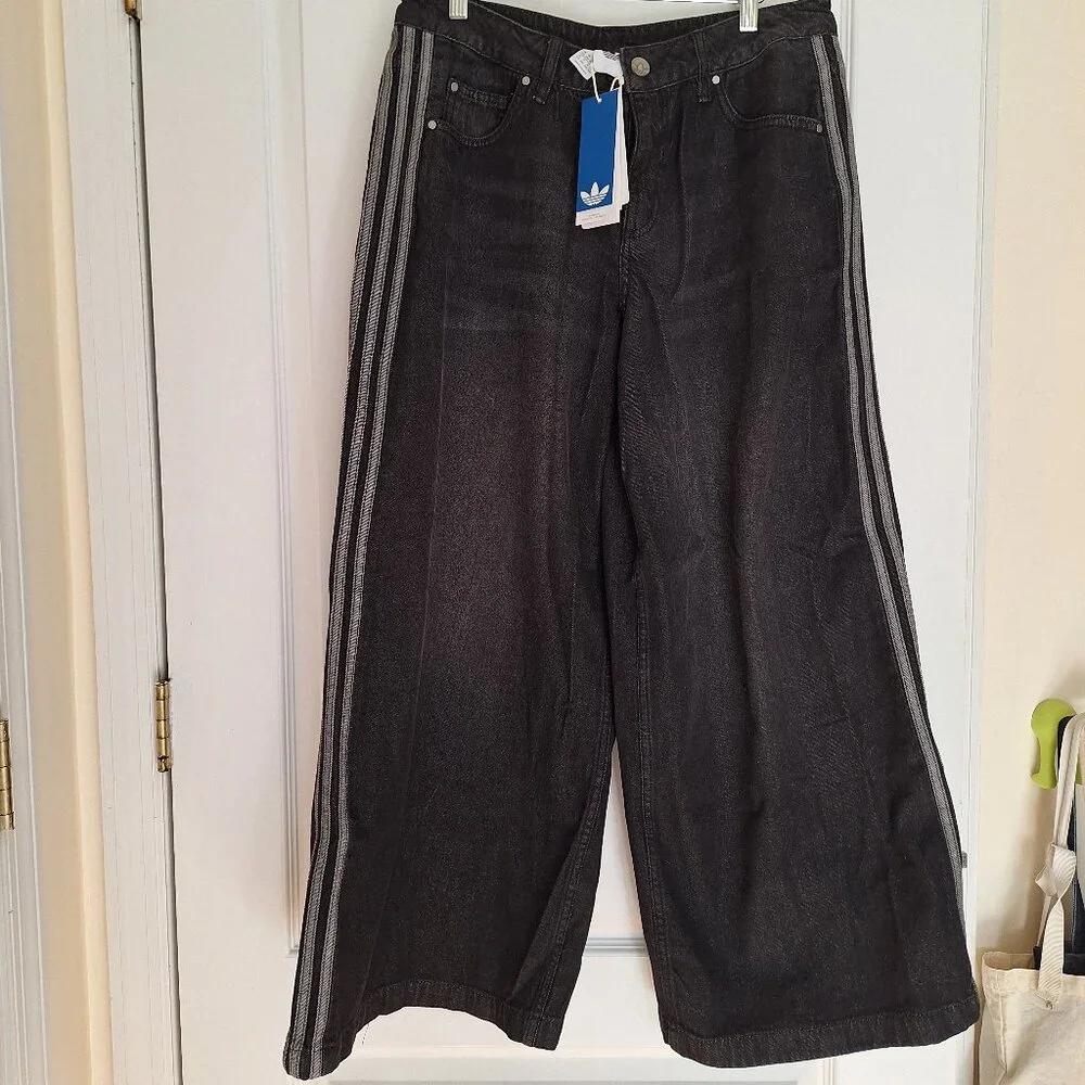 NWT Adidas Adicolor Adilenium Denim Wide Pants Women Size 30/30 - Picture 8 of 8